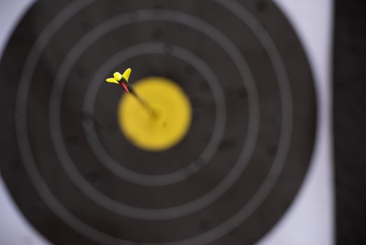 Arrow in the center of the target. The concept of success and achievement of the goal photo