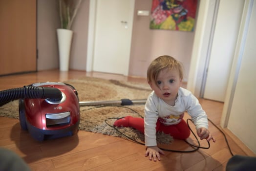 cute  little one year old baby and making first steps photo