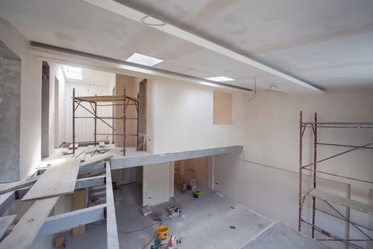 interior of construction site with scaffolding photo