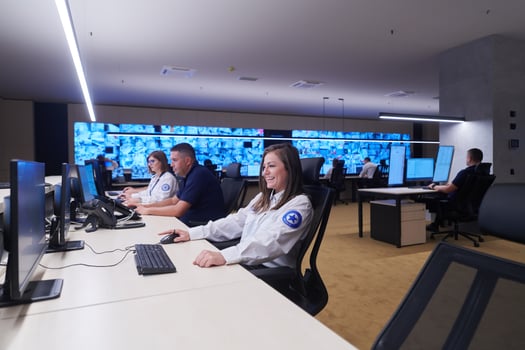 Group of Security data center operators at work photo