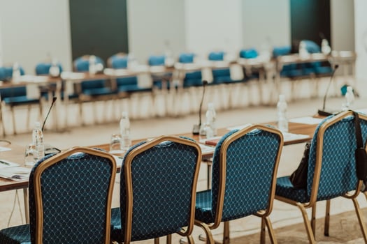Empty corporate conference room before business meeting photo