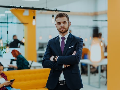 Portrait of a successful boss in a modern office photo