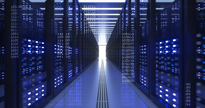 Data Center Computer Racks In Network Security Server Room Cryptocurrency Mining photo