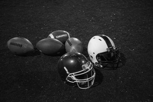 american football and helmets photo