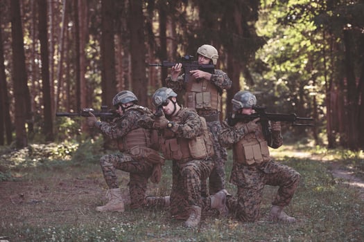 Soldier fighters standing together photo