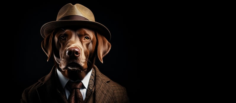 Labrador in man costume like a gentleman photo