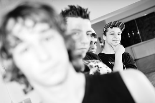 Teen group of break dancers photo