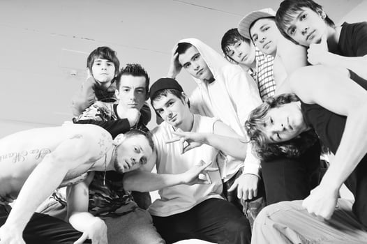Teen group of break dancers photo