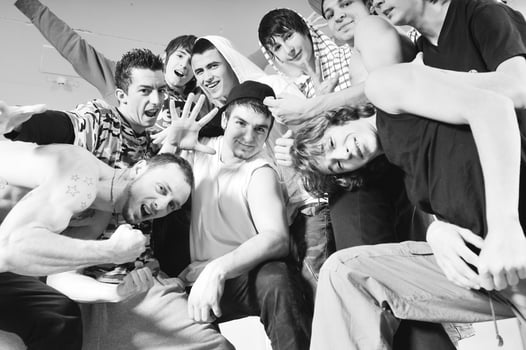Teen group of break dancers photo