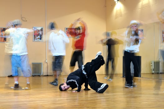 Teen group of break dancers photo