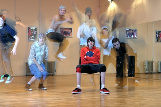 Teen group of break dancers photo