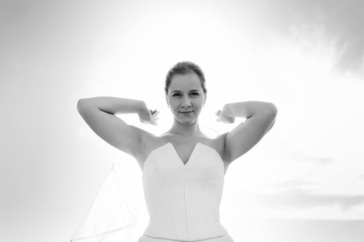 Beautiful bride black and white photo
