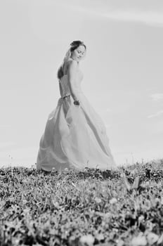 Beautiful bride black and white photo