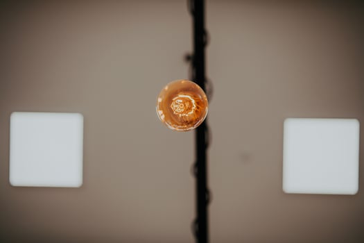 Light bulb illuminated and taken from above photo
