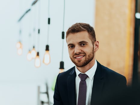 Portrait of a successful boss in a modern office photo