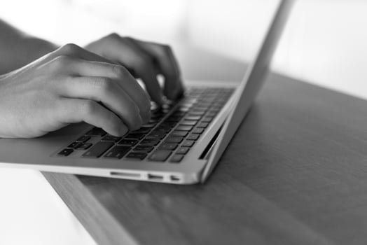 close up of male hands while working in modern office photo