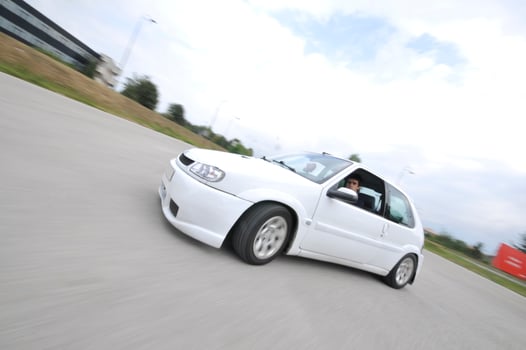 Fast car moving with motion blur photo