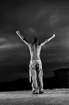 Man with his arms wide open photo