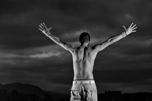 Man with his arms wide open photo