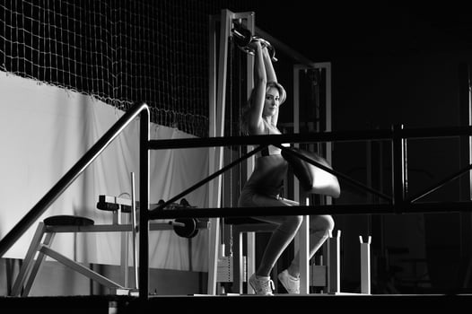 young woman practicing fitness and working outyoung woman practi photo