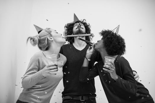 confetti party multiethnic group of people photo