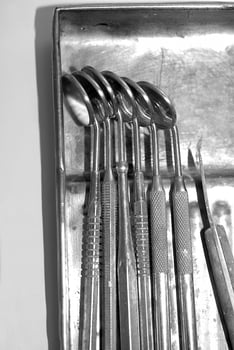 a tray with a bunch of tools in it photo