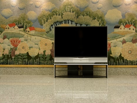 big plasma tv with empty space to  write photo