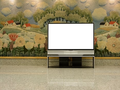 big plasma screen with empty space to write message photo
