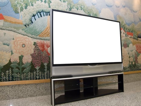 big plasma screen with empty space to write message photo
