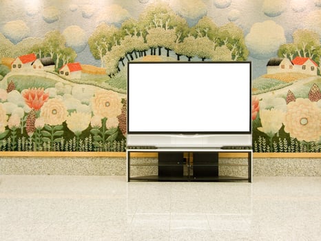 big plasma screen with empty space to write message photo
