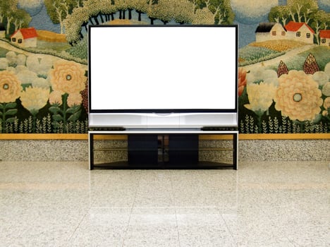 big plasma screen with empty space to write message photo