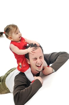 young father  play with beautiful daughter photo