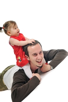 young father  play with beautiful daughter photo