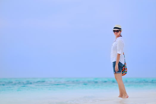 happy woman enjoy summer vacation photo