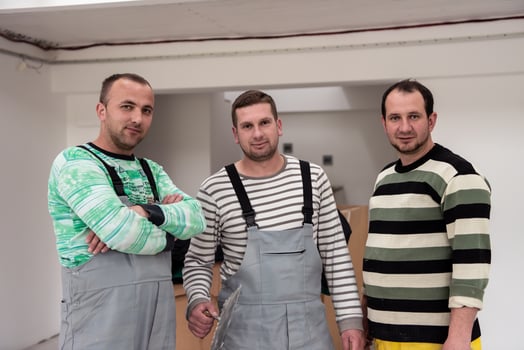 portrait of Workers and builders in apartment photo