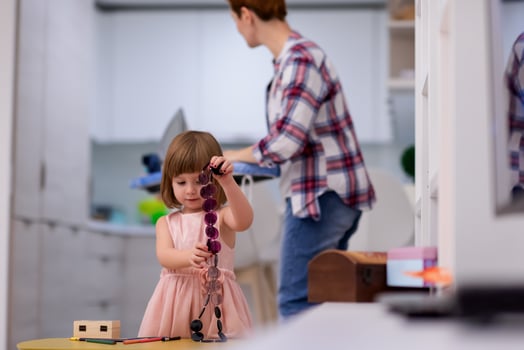 mother and daughter spending time together at home photo