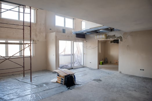 interior of construction site with scaffolding photo