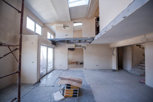 interior of construction site with scaffolding photo