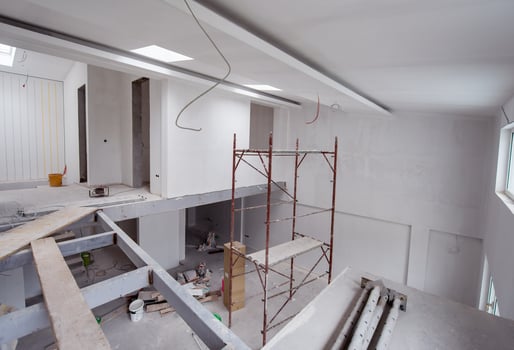 interior of construction site with scaffolding photo