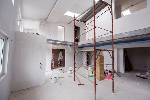 interior of construction site with scaffolding photo