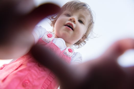 little girl spending time at backyard photo
