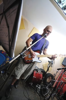 music band have training in garage photo