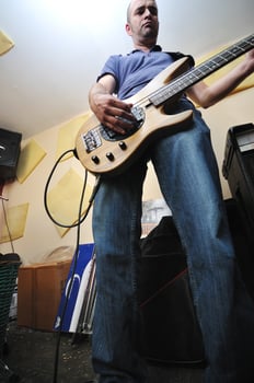 music band have training in garage photo