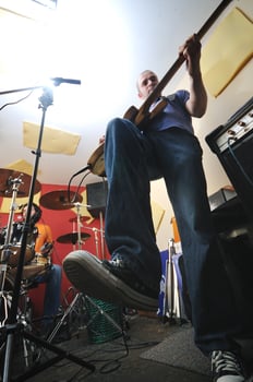 music band have training in garage photo