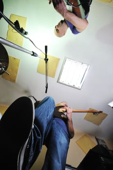 music band have training in garage photo