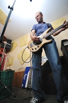 music band have training in garage photo