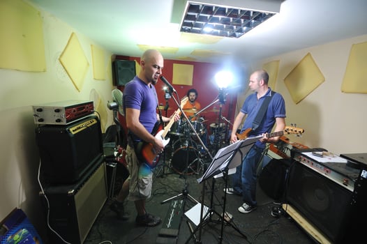 music band have training in garage photo