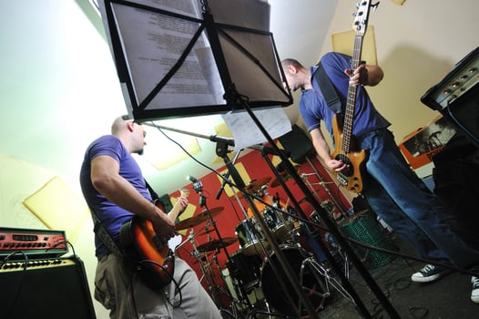music band have training in garage photo
