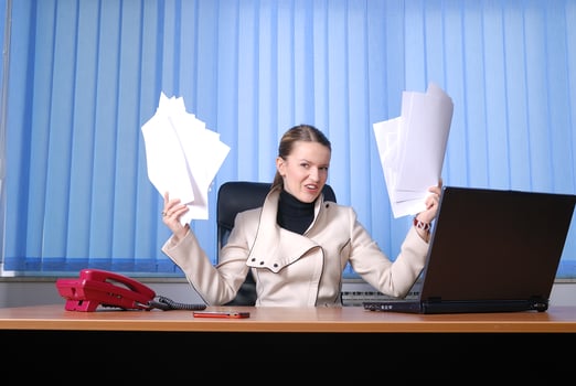 .businesswoman holding empty documents photo