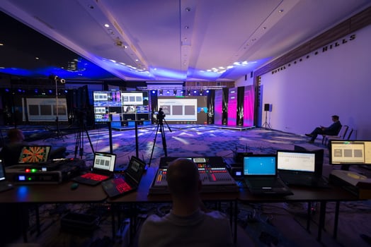 Live internet streaming of business conference meeting,online webinar or seminar via social network broadcast in new normal, covid outbreak,elearning. photo